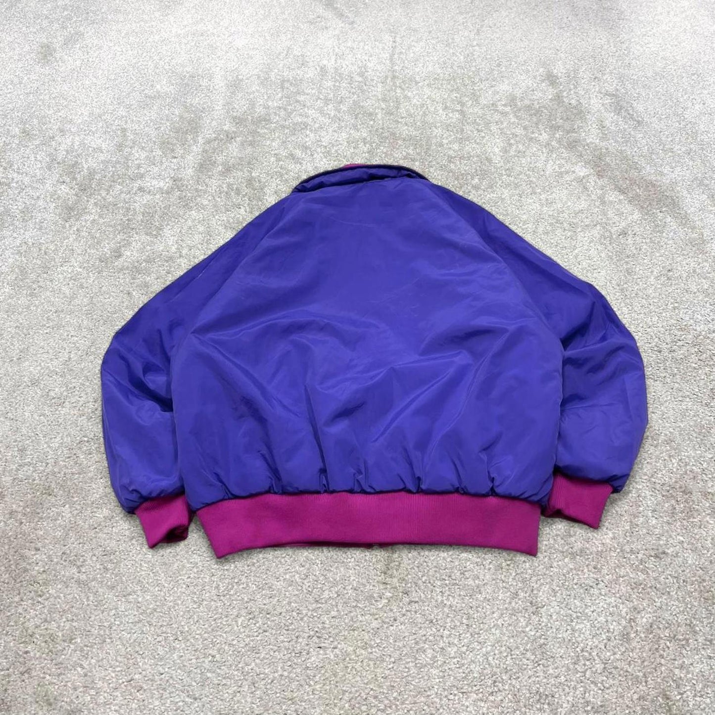 00s Columbia reversible windbreaker jacket XL womens padded y2k bomber style pink purple coat autumn