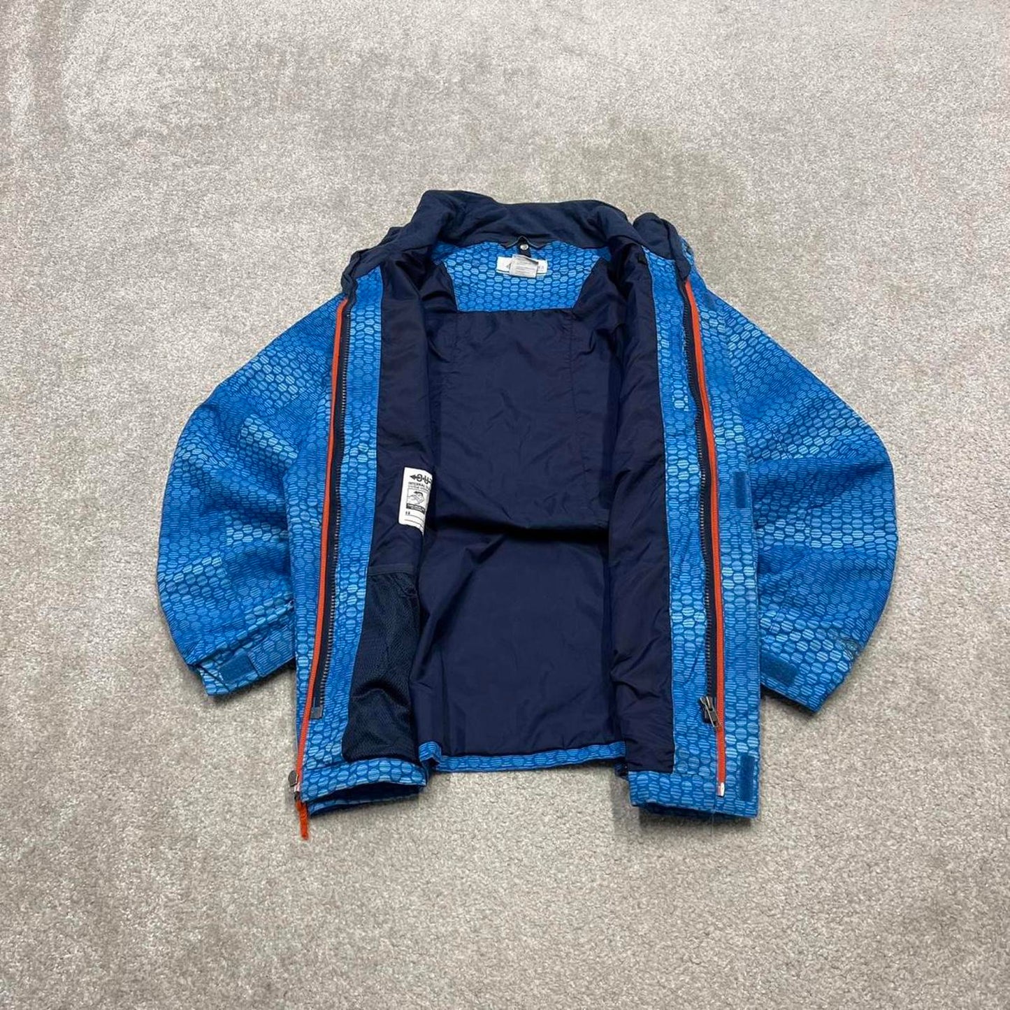 Y2K Columbia waterproof windbreaker jacket blue Patterned technical coat with pockets