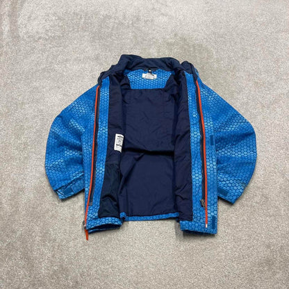 Y2K Columbia waterproof windbreaker jacket blue Patterned technical coat with pockets