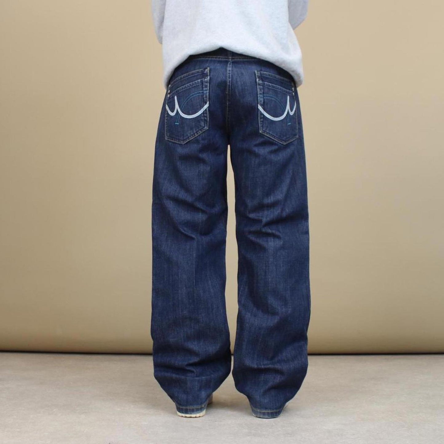 Blue embroidered Pepe jeans W36 L32 loose denim hip hop style stitch design jeans