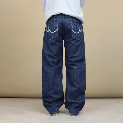Blue embroidered Pepe jeans W36 L32 loose denim hip hop style stitch design jeans
