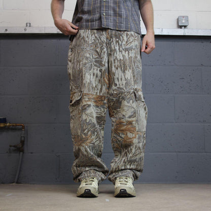 Baggy Camo Realtree cargo pants Y2K khaki camouflage pattern loose leg hunting utility trousers