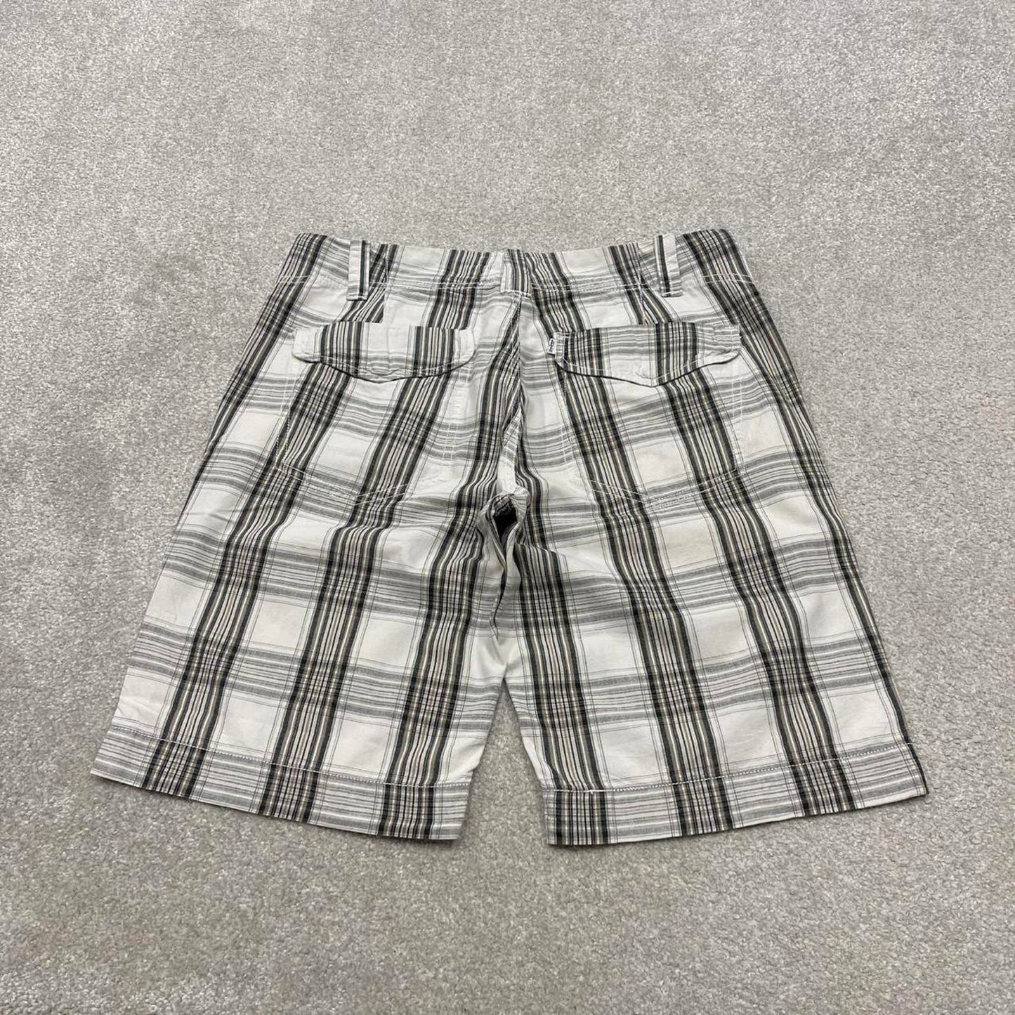 Y2k loose Levi's checkered shorts skater style white Loose check summer festival shorts