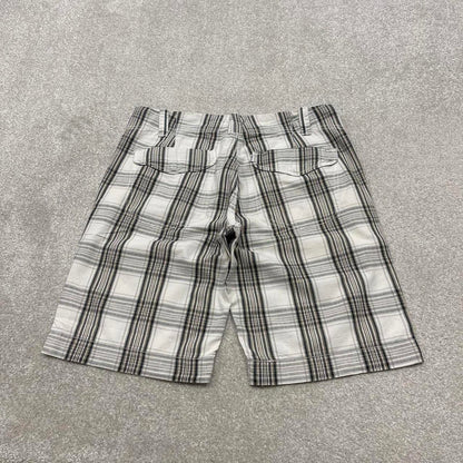 Y2k loose Levi's checkered shorts skater style white Loose check summer festival shorts