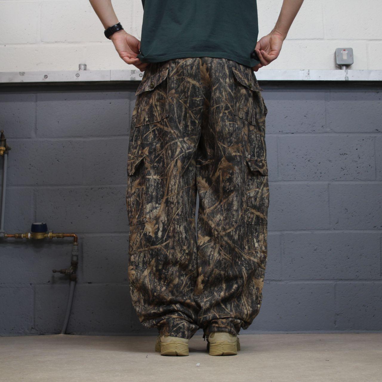 Vintage baggy camo cargo pants brown Loose leg True Timber camouflage Y2K hunting trousers