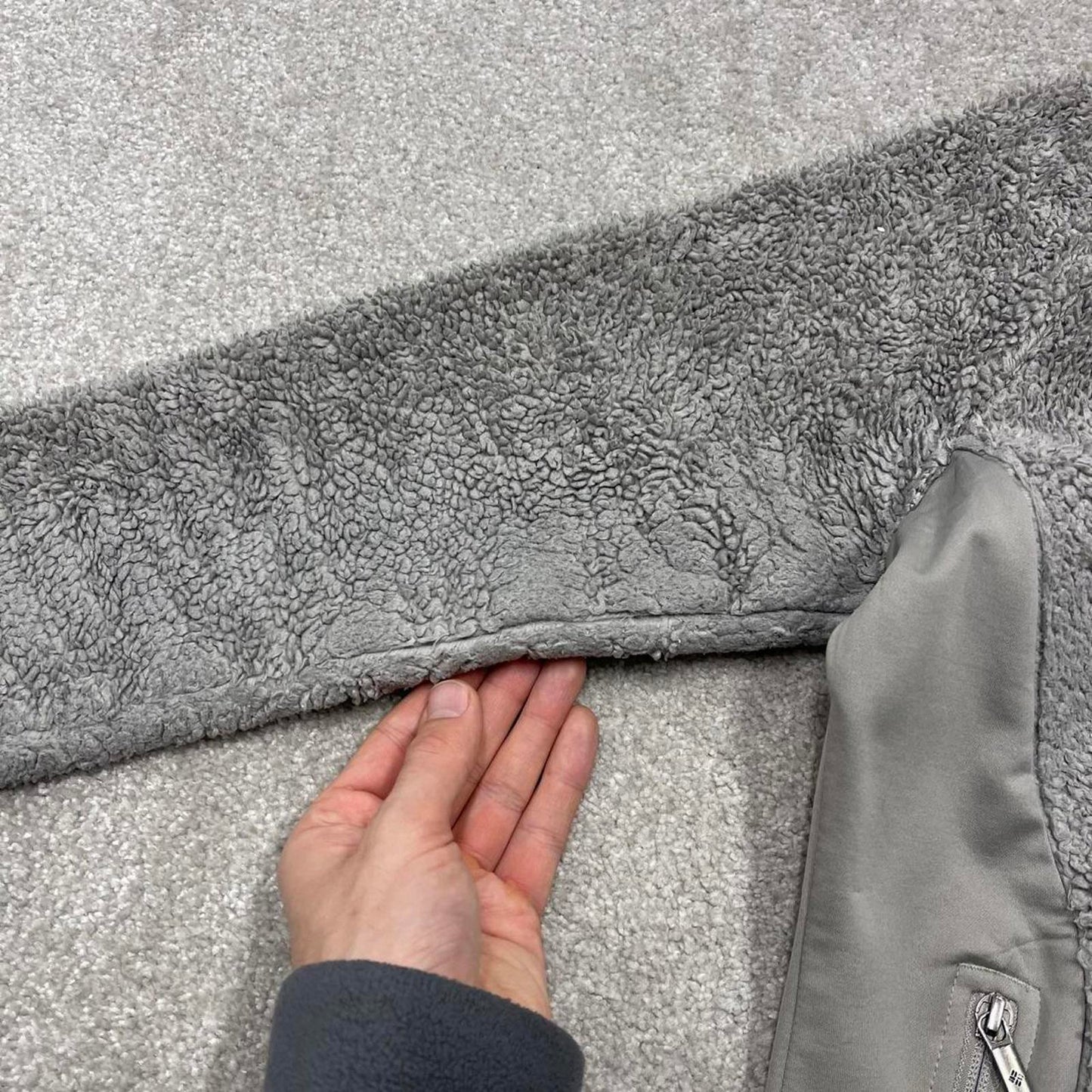 00s Columbia technical fleece M women's grey full zip up y2k teddy bear style autumn