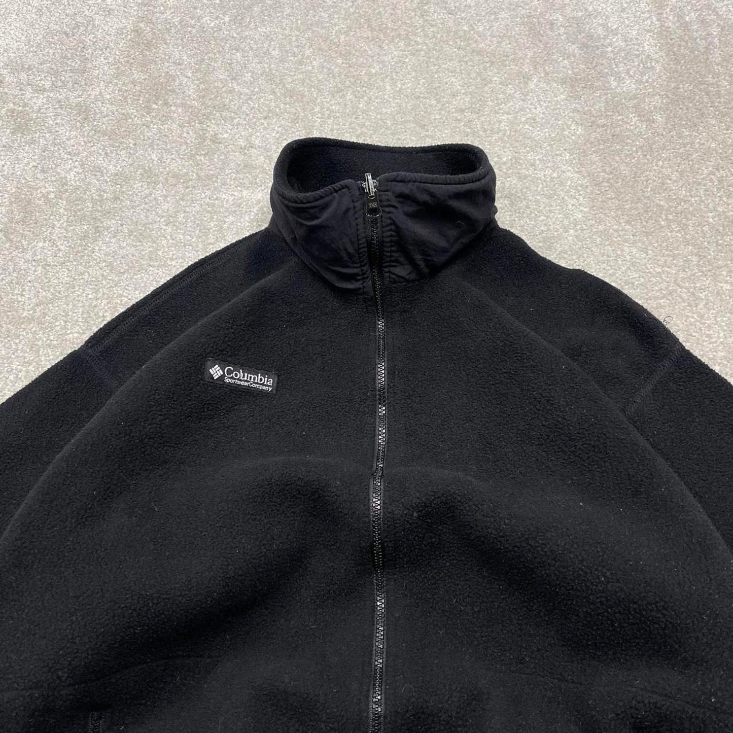 Y2K vintage Columbia technical fleece boxy fit black Patch logo full zip up autumn wear