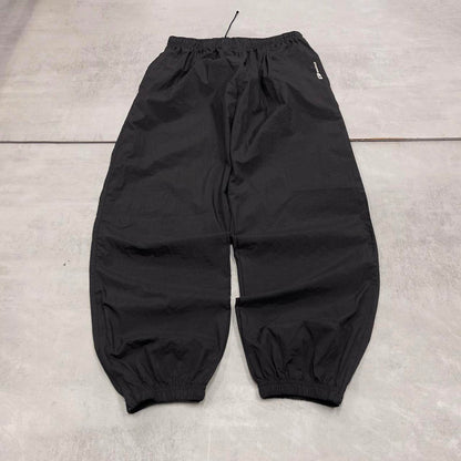 Black Reebok trackies L Loose y2k shell suit sportswear tracksuit bottoms ankle zips cuffed legs