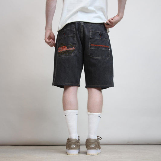 Embroidered black COOGI denim shorts W38