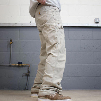 Y2K Carhartt carpenter jeans beige Relaxed fit straight leg canvasy skate style workwear cargo pants