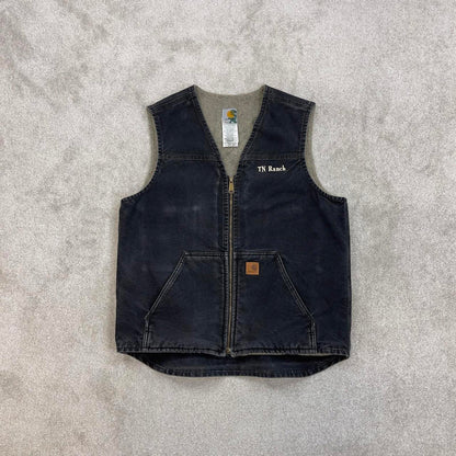 Black vintage Carhartt Gilet L Tall thick canvas sherpa lined body warmer
