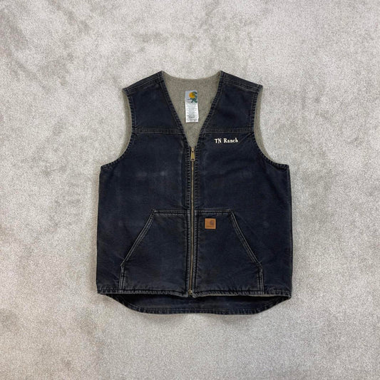 Black vintage Carhartt Gilet L Tall thick canvas sherpa lined body warmer