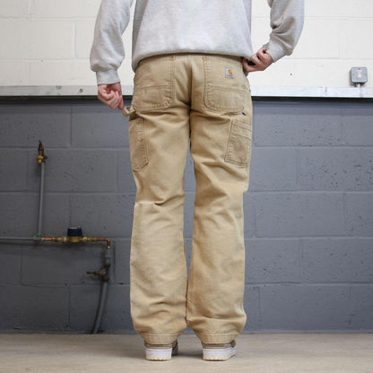 Vintage Carhartt carpenter jeans tan brown Loose relaxed fit canvas skate style workwear cargo pants