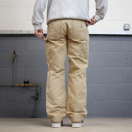 Vintage Carhartt carpenter jeans tan brown Loose relaxed fit canvas skate style workwear cargo pants