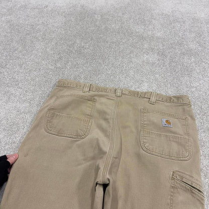 Vintage Y2K Carhartt carpenter jeans beige Relaxed fit fleece lined skate style workwear cargo pants