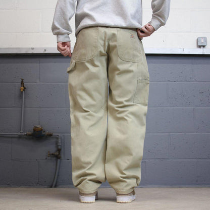 Beige Dickies carpenter jeans W33L32 loose baggy canvas cargo 90s skate style pants
