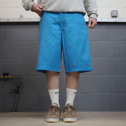 Baggy Dickies shorts carpenter blue Twill chino skater style shorts wide long leg