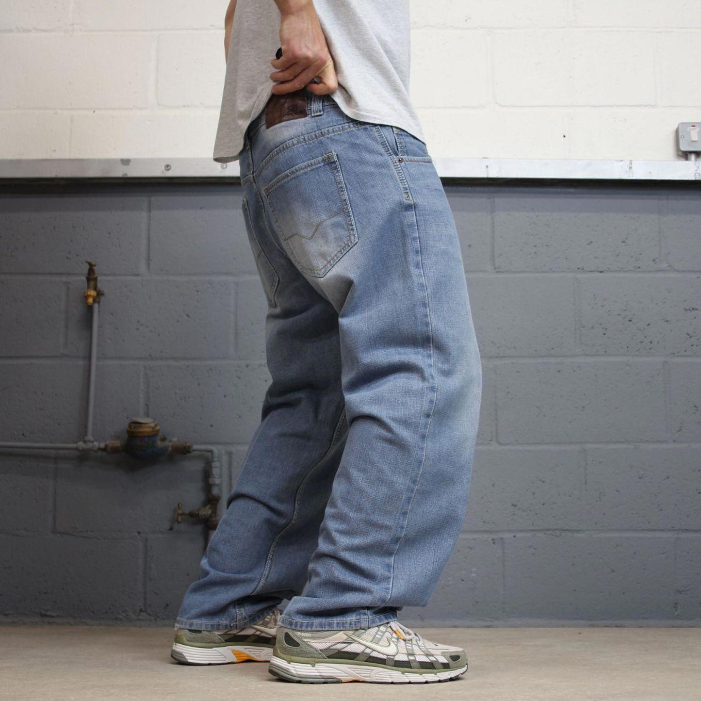 00s baggy y2k skater jeans W38L30 90s Royal Blue loose 90s style hip hop pants casual streetwear