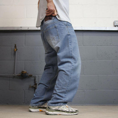 00s baggy y2k skater jeans W38L30 90s Royal Blue loose 90s style hip hop pants casual streetwear