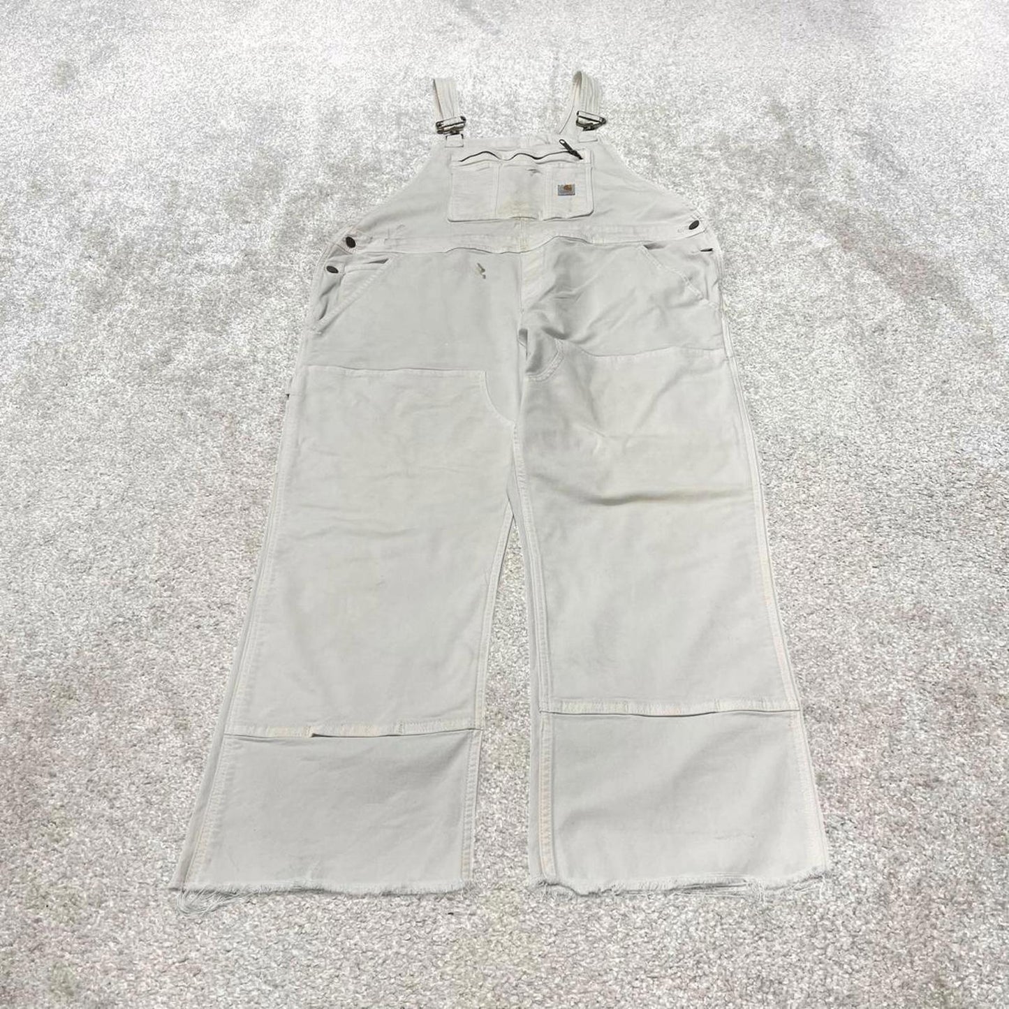 00s Carhartt dungarees overalls workwear XL 16/18 womens white canvas bib & brace utility worker