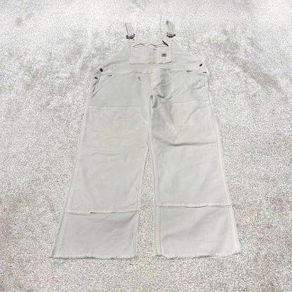 00s Carhartt dungarees overalls workwear XL 16/18 womens white canvas bib & brace utility worker