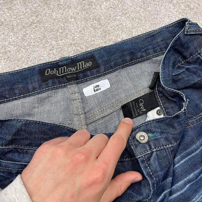 Y2k baggy shorts skater style blue OMM denim loose leg summer festival jorts