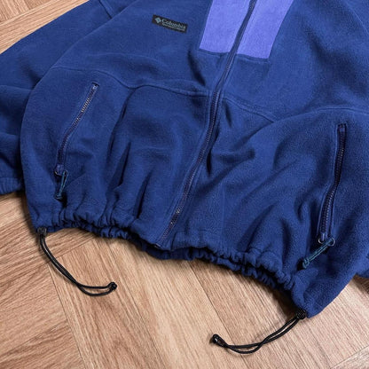 Vintage Colombia tech fleece boxy fit blue Women's full zip autumn adjustable technical fleece