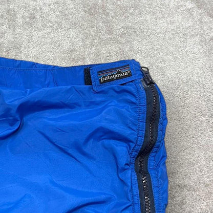 Blue Patagonia tracksuit bottoms Large y2k style technical fleece lined hiking trousers outdoors