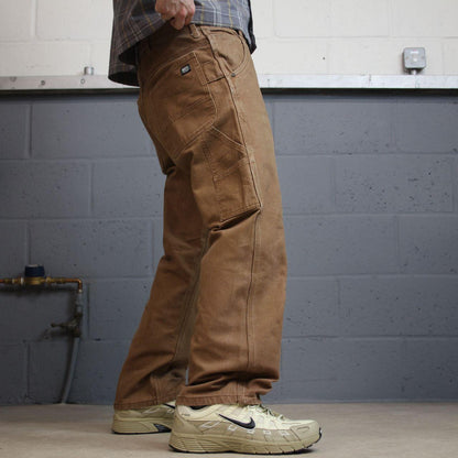Washed brown carpenter jeans y2k W34L28 Key Workwear straight leg canvas skater pants