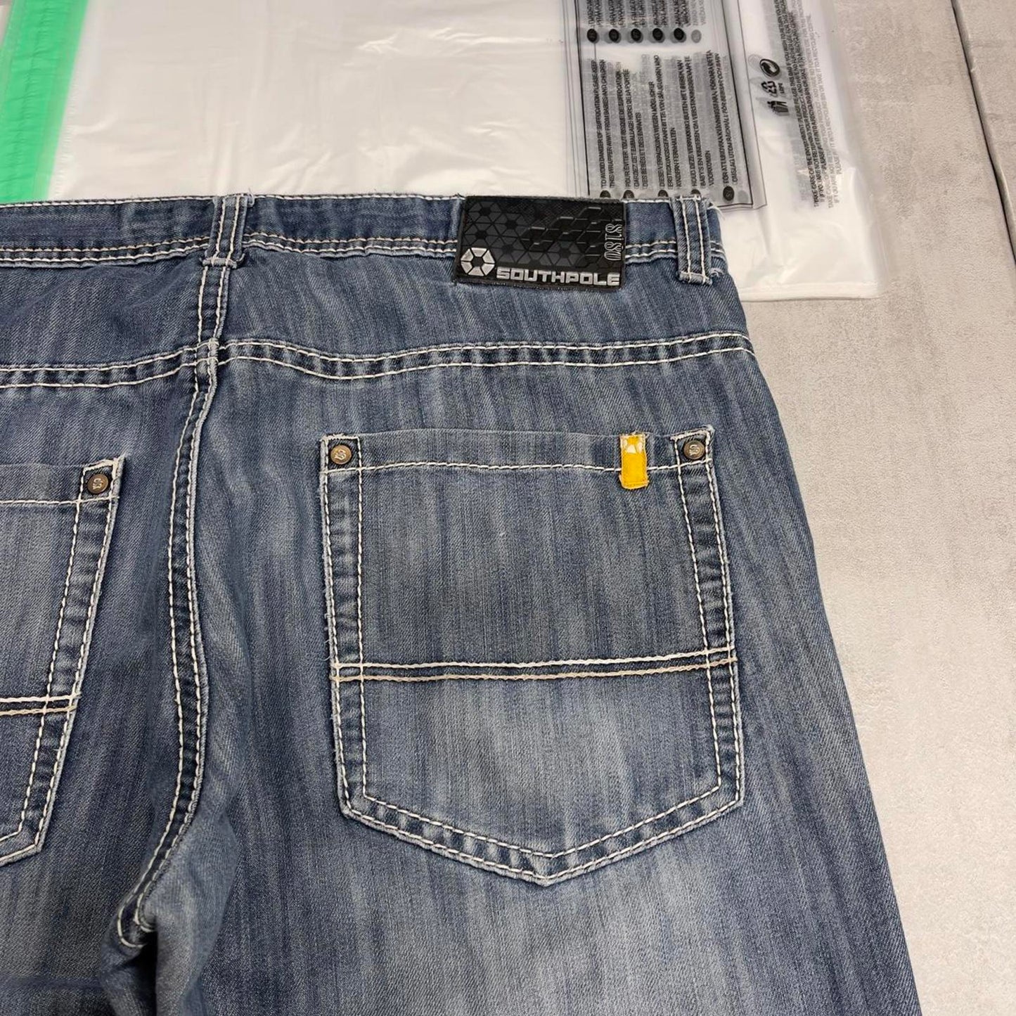 Blue Southpole jeans W38 L32 loose 90s style skater jeans tab logos