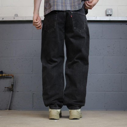 Levi’s 550 jeans y2k black denim Levi’s loose straight leg relaxed fit red tab logo pants