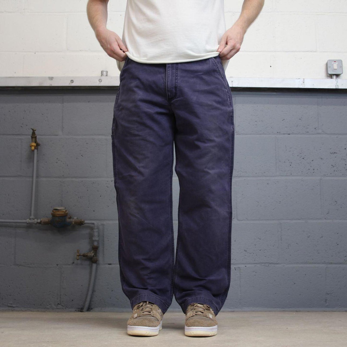 Mens Carhartt carpenter pants W36 L30 navy purple relaxed 90s style cargos