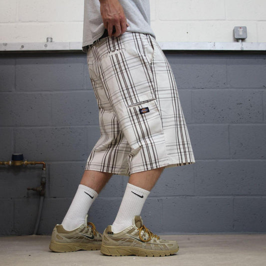Dickies baggy checkered shorts carpenter white Chino check surf shorts long wide leg festival