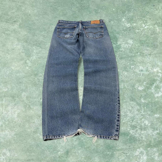 Y2k Levi's 505 jeans blue 32x34 Straight denim pants red tab logo 100% cotton