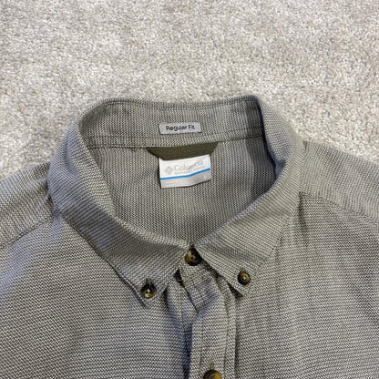 Columbia Y2K short sleeve shirt grey Festival style button down summer shirt