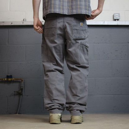 Carhartt double knee cargo jeans grey W36L36 relaxed fit canvas workwear skater pants
