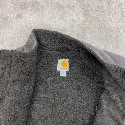 Grey vintage Carhartt Gilet XL thick canvas sherpa lined body warmer