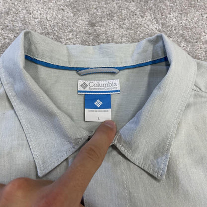 Y2KColumbia technical shirt short sleeve light blue Surf style button down summer shirt