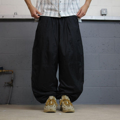 Vintage Nike baggy tracksuit bottoms black wide leg XL Loose lined casual swoosh logo track pants#
