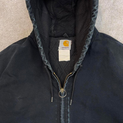 Vintage Black Carhartt hooded active jacket XL 90s style skater canvas bomber