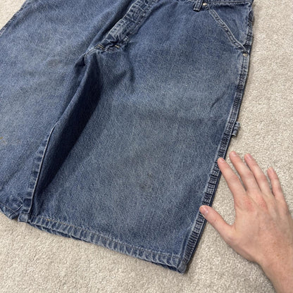 Wrangler baggy carpenter shorts Y2K blue Loose fit long denim cargo jorts summer