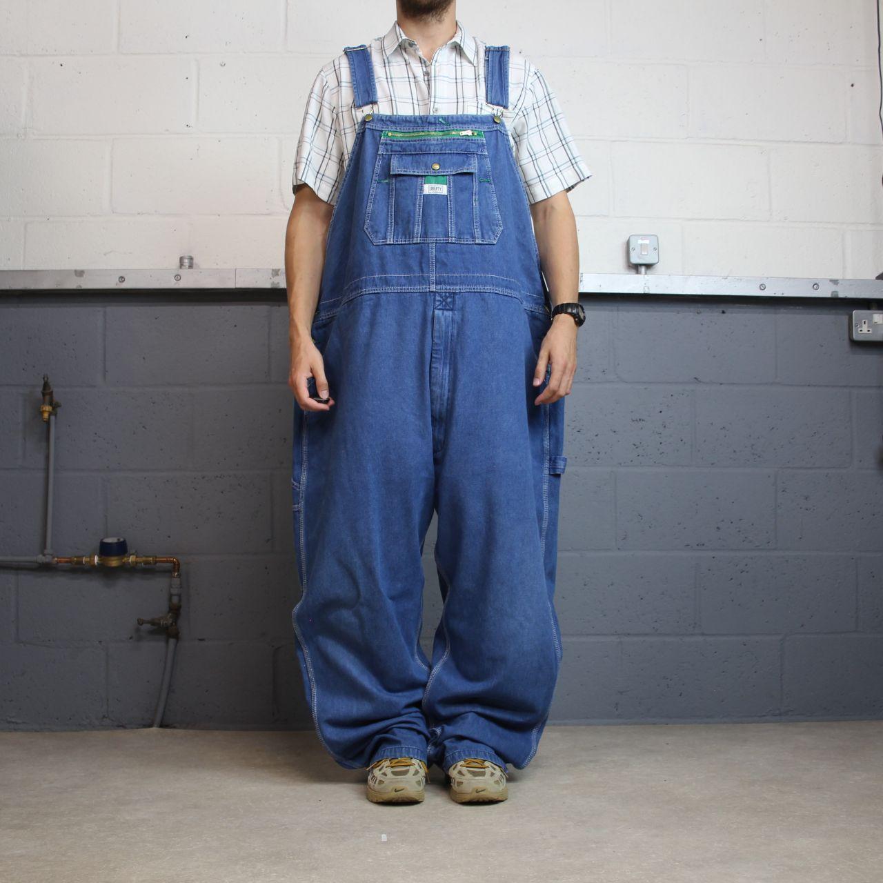 Vintage baggy denim Dungarees wide leg y2k blue Liberty workwear bib & brace overalls utility