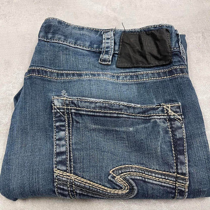 Blue embroidered y2k jeans W36L30