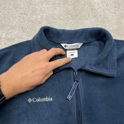 00s Columbia technical fleece gilet L men's navy blue full zip up y2k style autumn