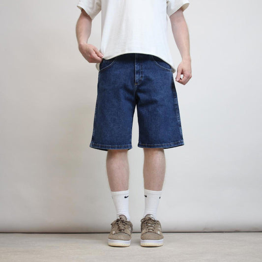 Mens Wrangler jorts W34 blue loose denim skater style shorts