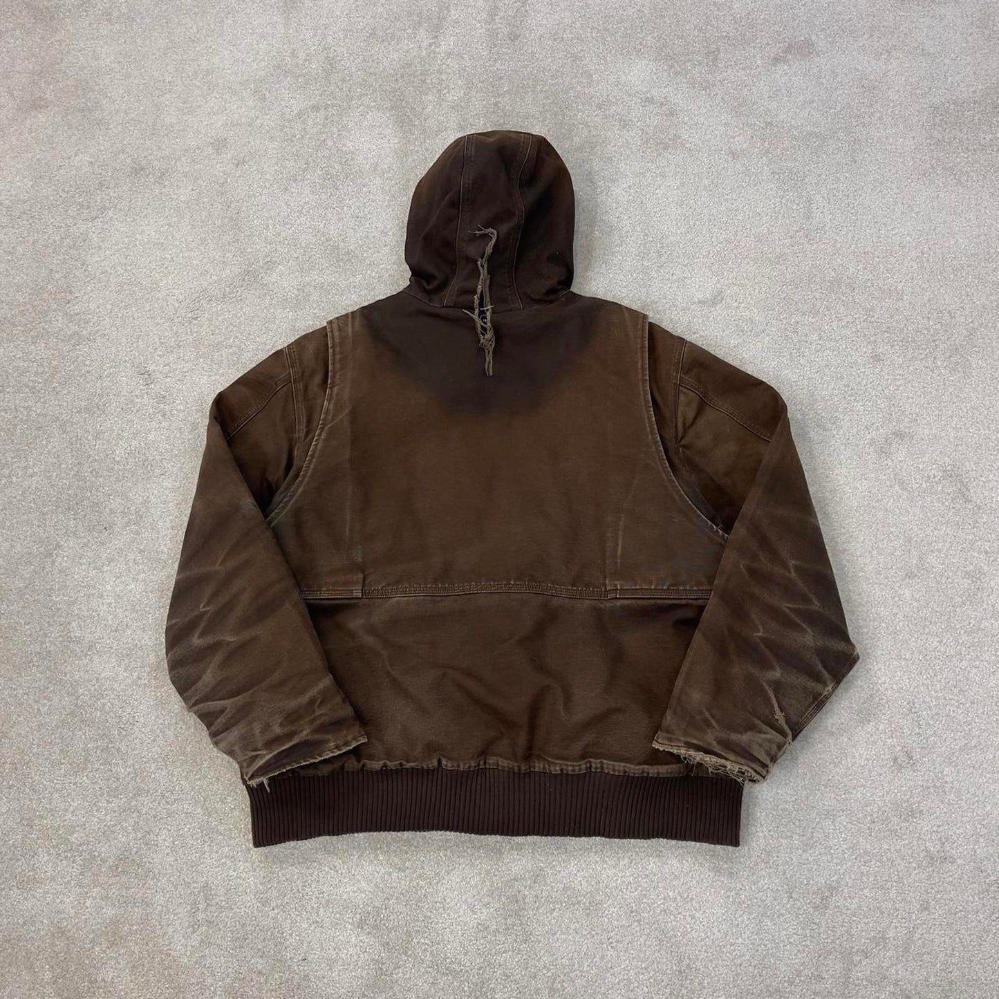 Faded brown Carhartt hooded active jacket 2XL canvas Full Swing work coat
