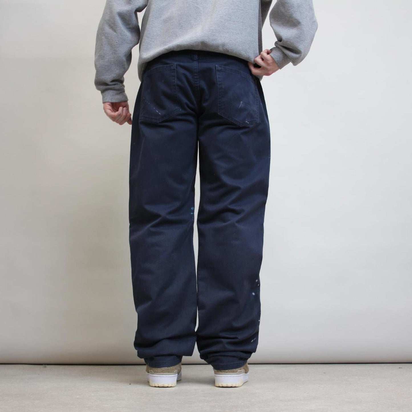 Navy Dickies pants W36L34 painted chino style trousers