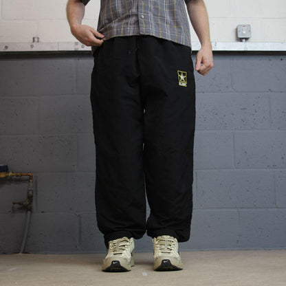 US Army tracksuit bottoms loose black L Loose leg track pants embroidered logo