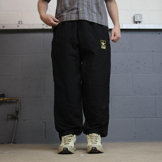 US Army tracksuit bottoms loose black L Loose leg track pants embroidered logo