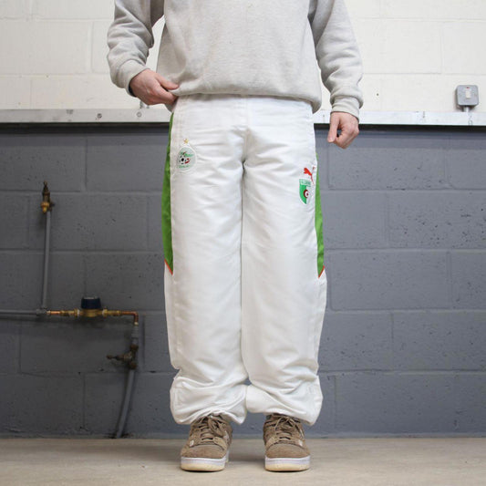 Baggy Puma Algeria Football trackies Small y2k floaty leg joggers print design shell suit pants